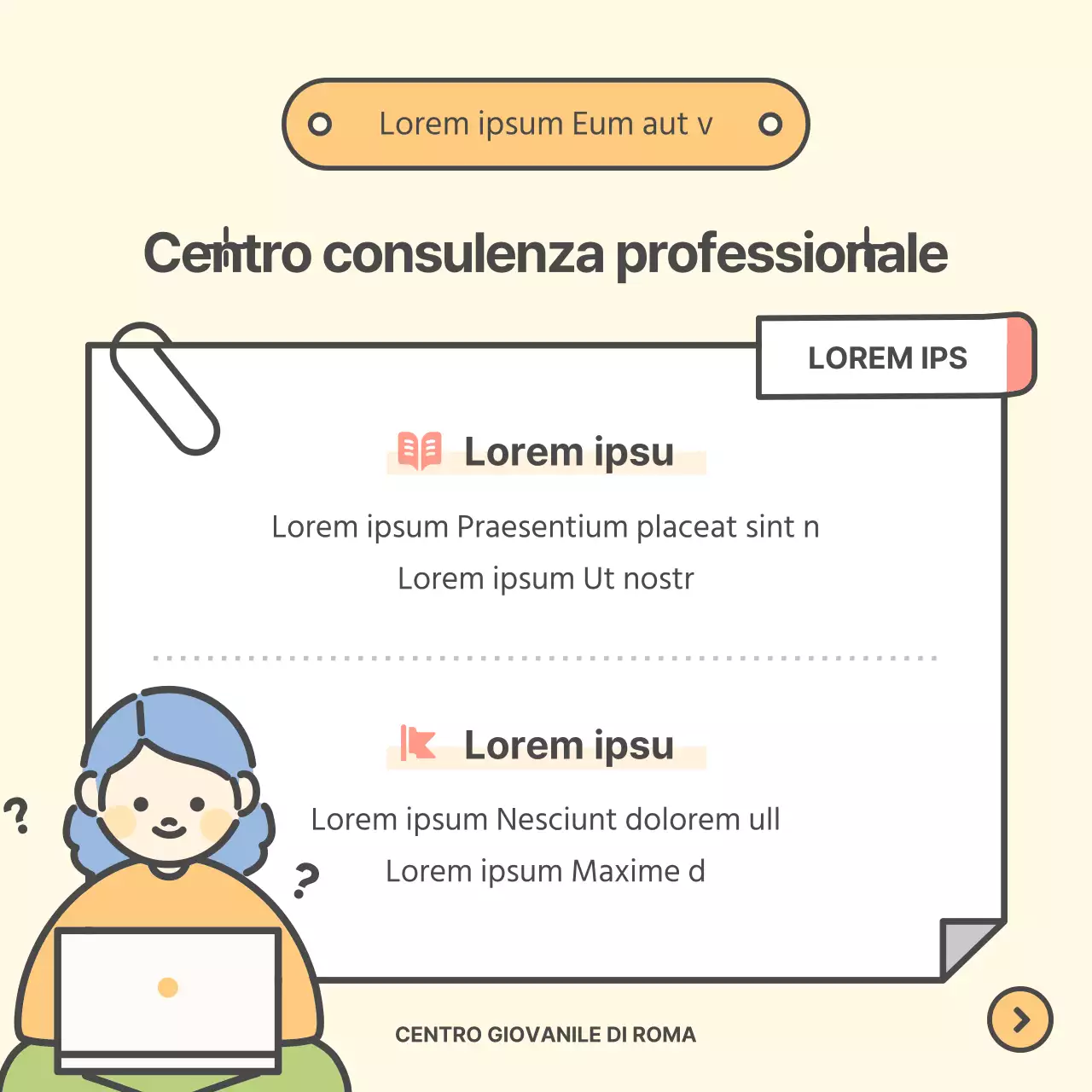 Promuovere un simpatico centro di consulenza professionale giallo e chartreuse