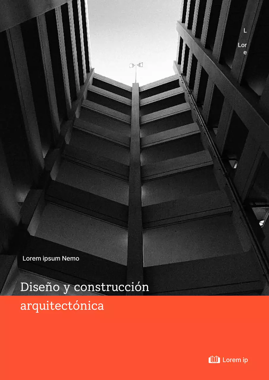 Portada de libro de diseño arquitectónico con acentos multicolores en la foto de un edificio