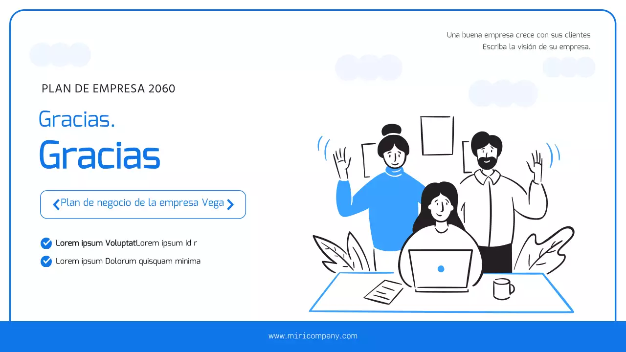 Un sencillo plan de negocios en azul claro y azul
