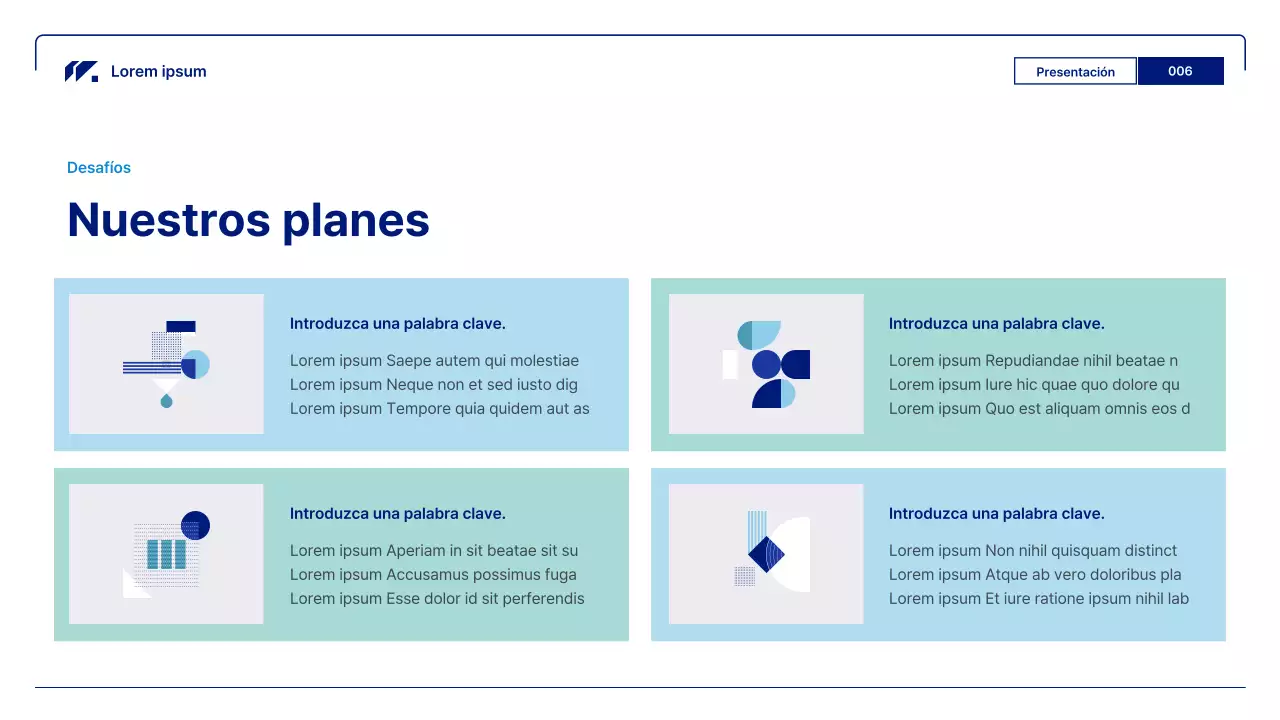 Informes comerciales geométricos en azul