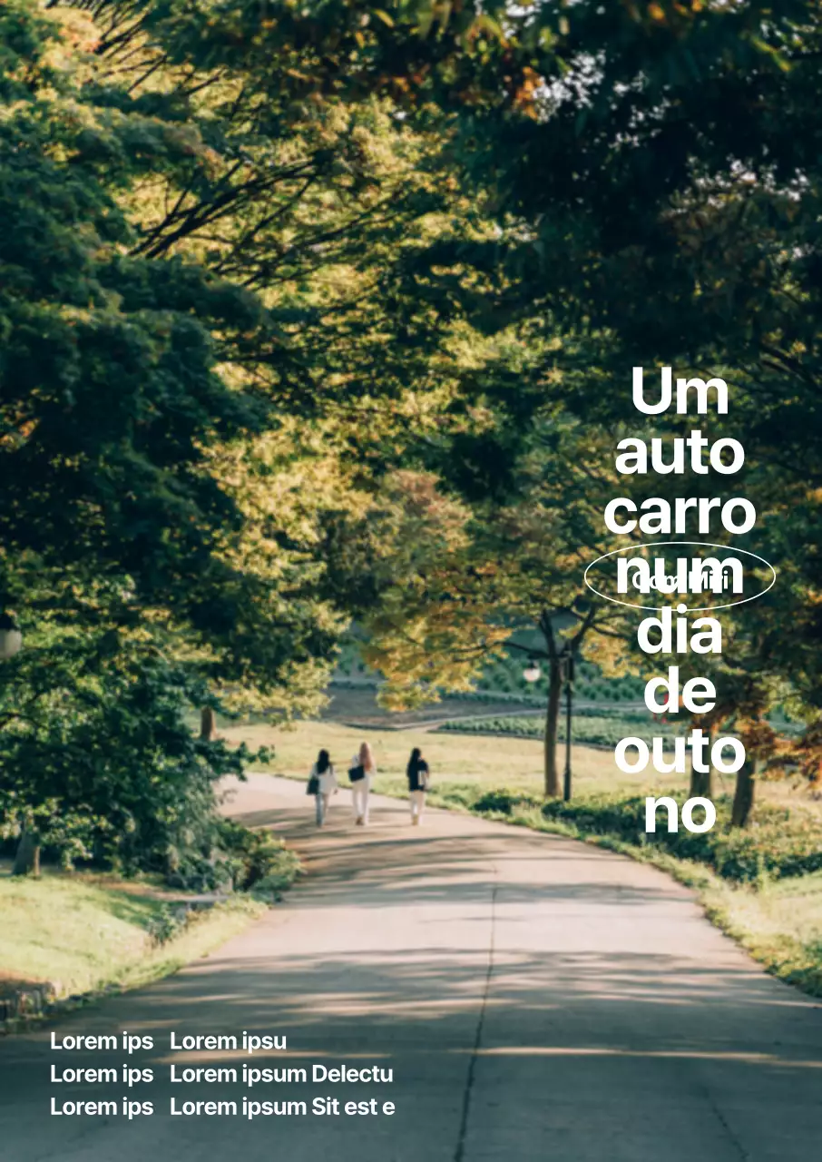 Um espetáculo outonal acentuado com fotografias nítidas de bosques e um esquema de tipos de letra arrojado.