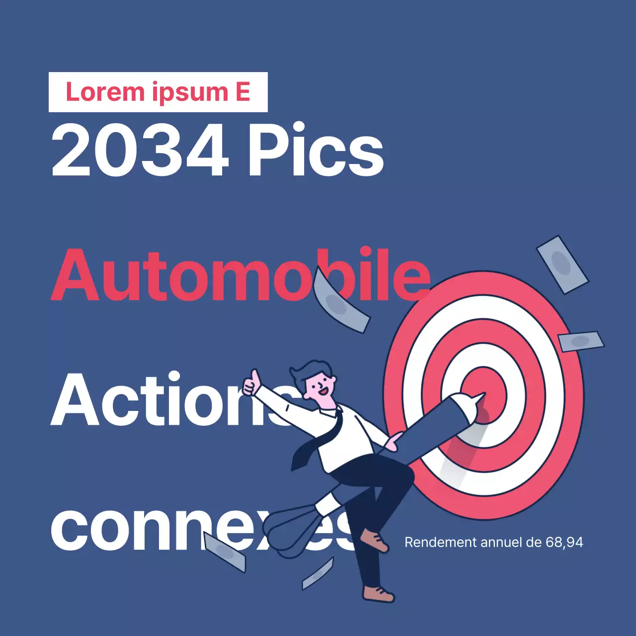 Un simple post de sélection d'actions rouge et bleu marine