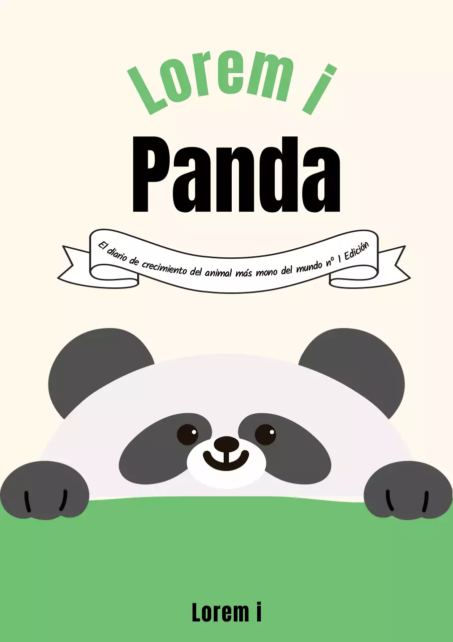 Una sencilla cubierta de libro con forma de panda en verde
