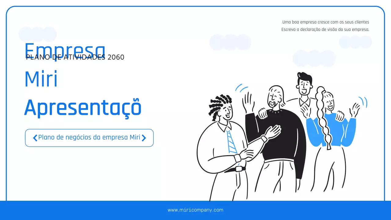 Um plano de negócios simples em azul claro e azul