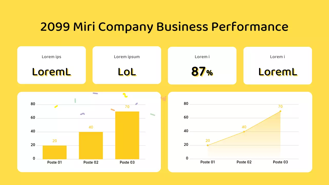 Rapport simple sur le tableau de bord des technologies de l'information sur fond jaune