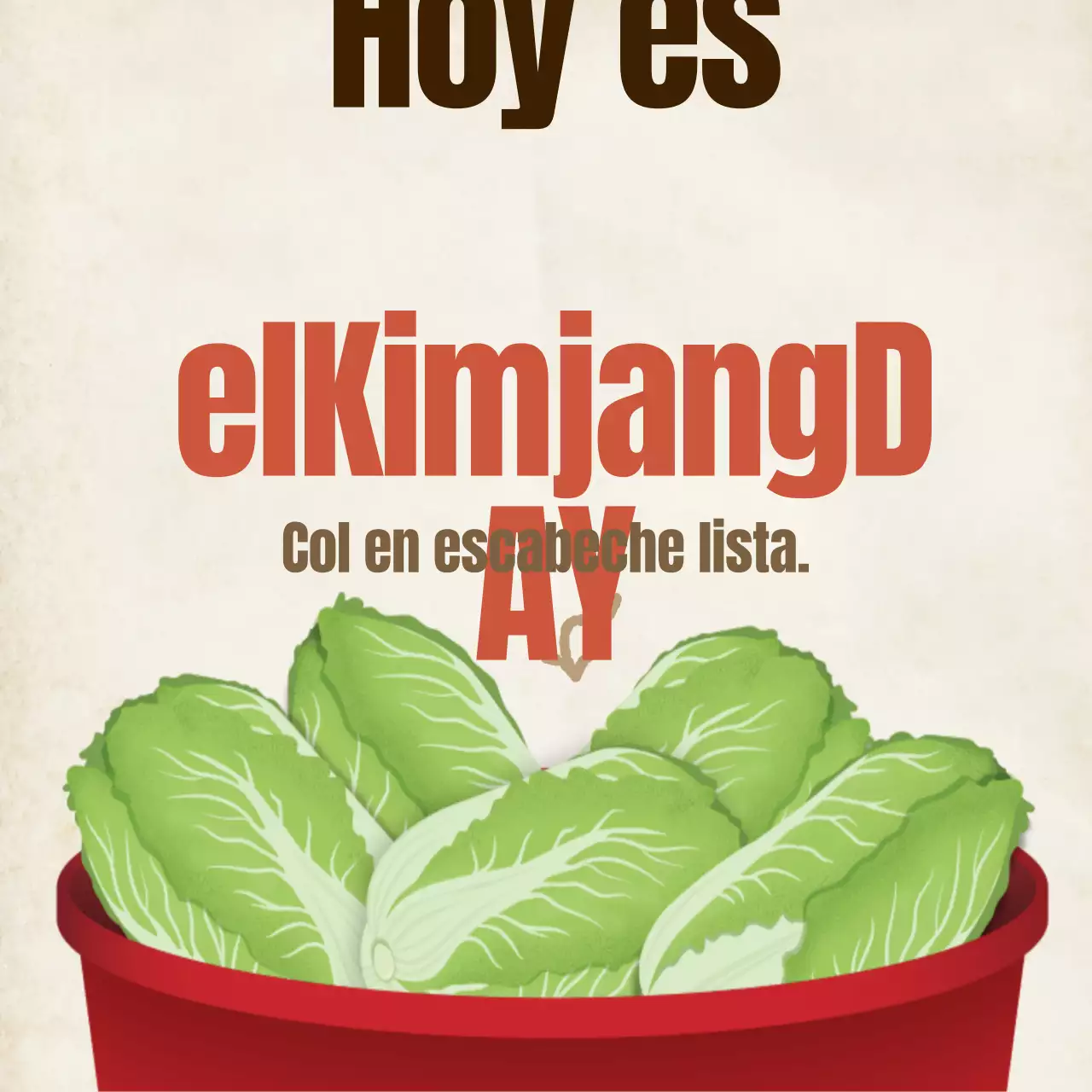 Anuncio simple de kimchi en marfil