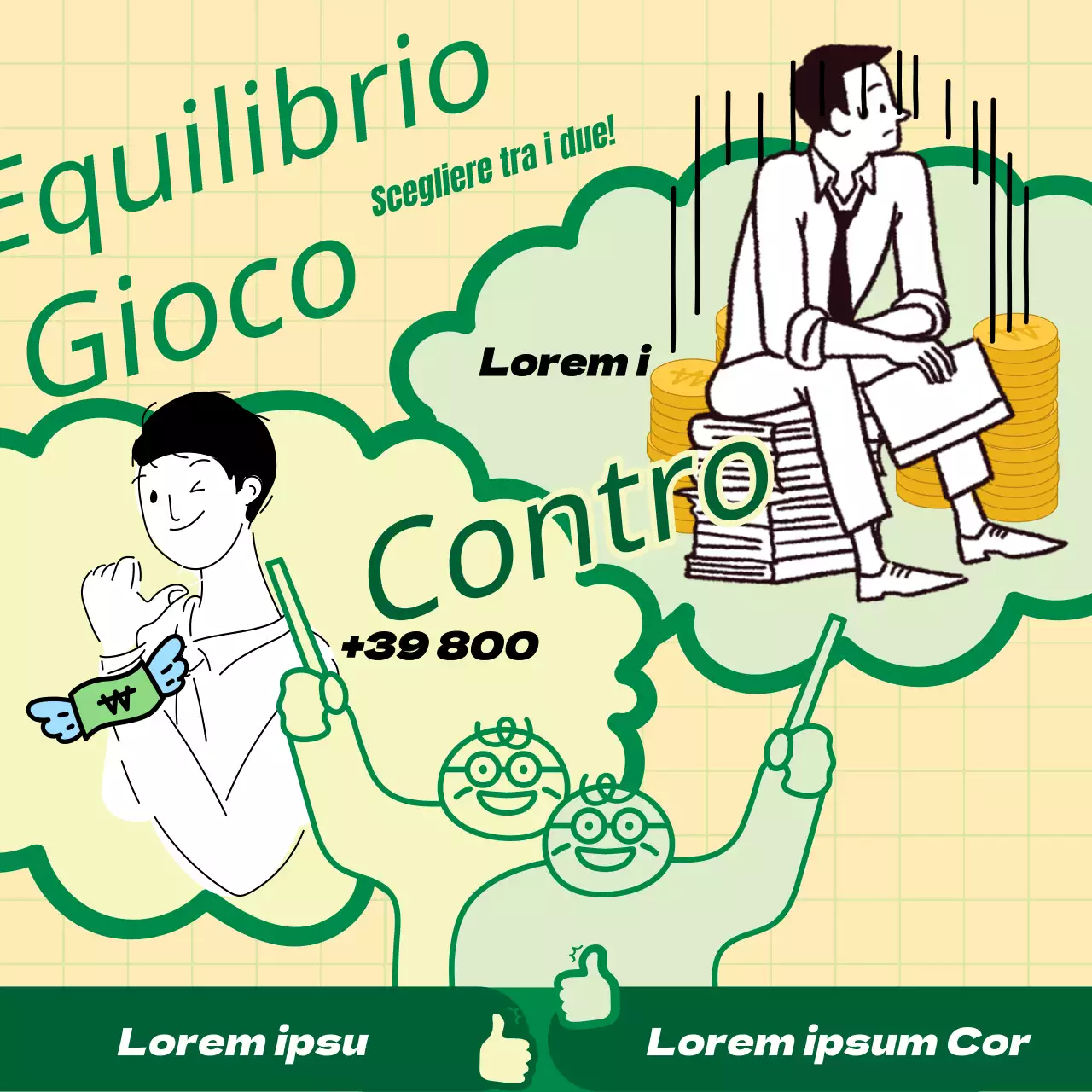 Pubblicità kitsch del gioco della bilancia verde