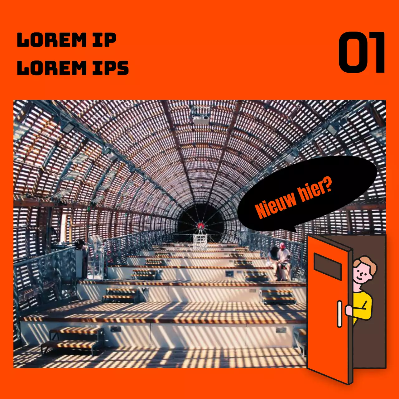 Gids voor het gebruik van culturele ruimtes met oranje achtergrond en kaders