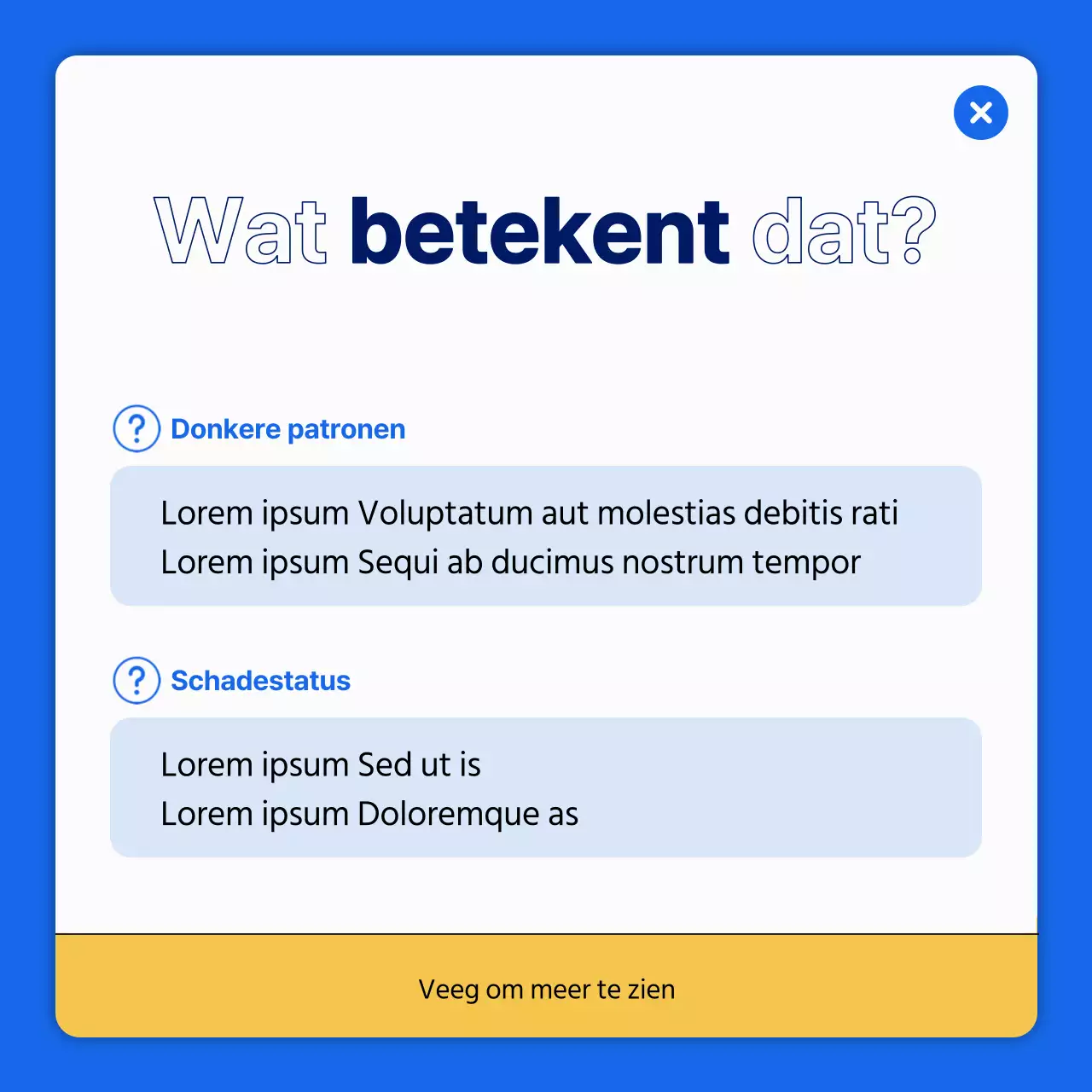 De informatie uitleggen voor een eenvoudig donker patroon van blauw en geel