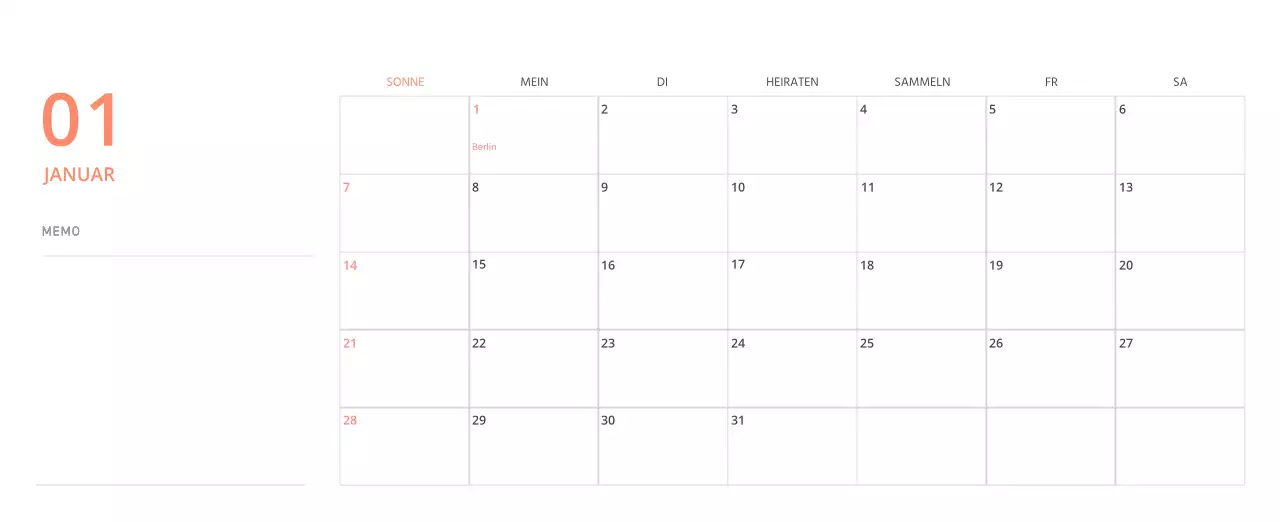 Niedlich illustrierter grüner Tischkalender mit Familienthemen