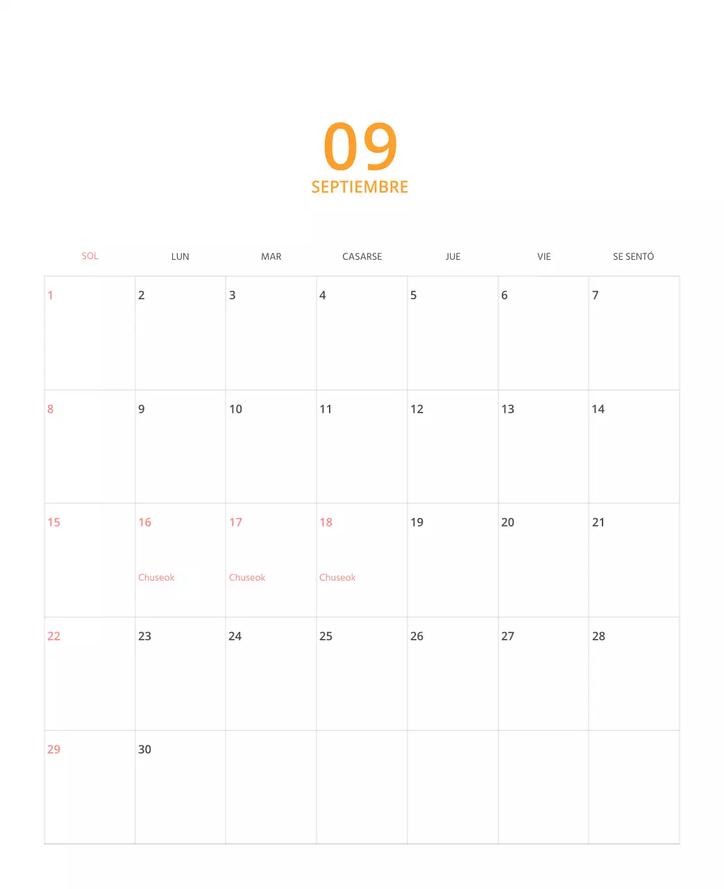 Calendario ilustrado multicolor