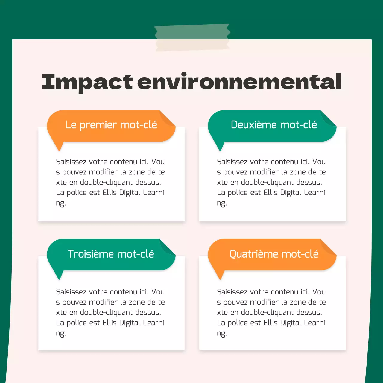Un joli concept d'autocollant orange et vert pour l'environnement CardNews