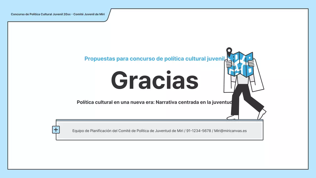Una propuesta política con una ilustración limpia en azul claro y forma de punto índice.