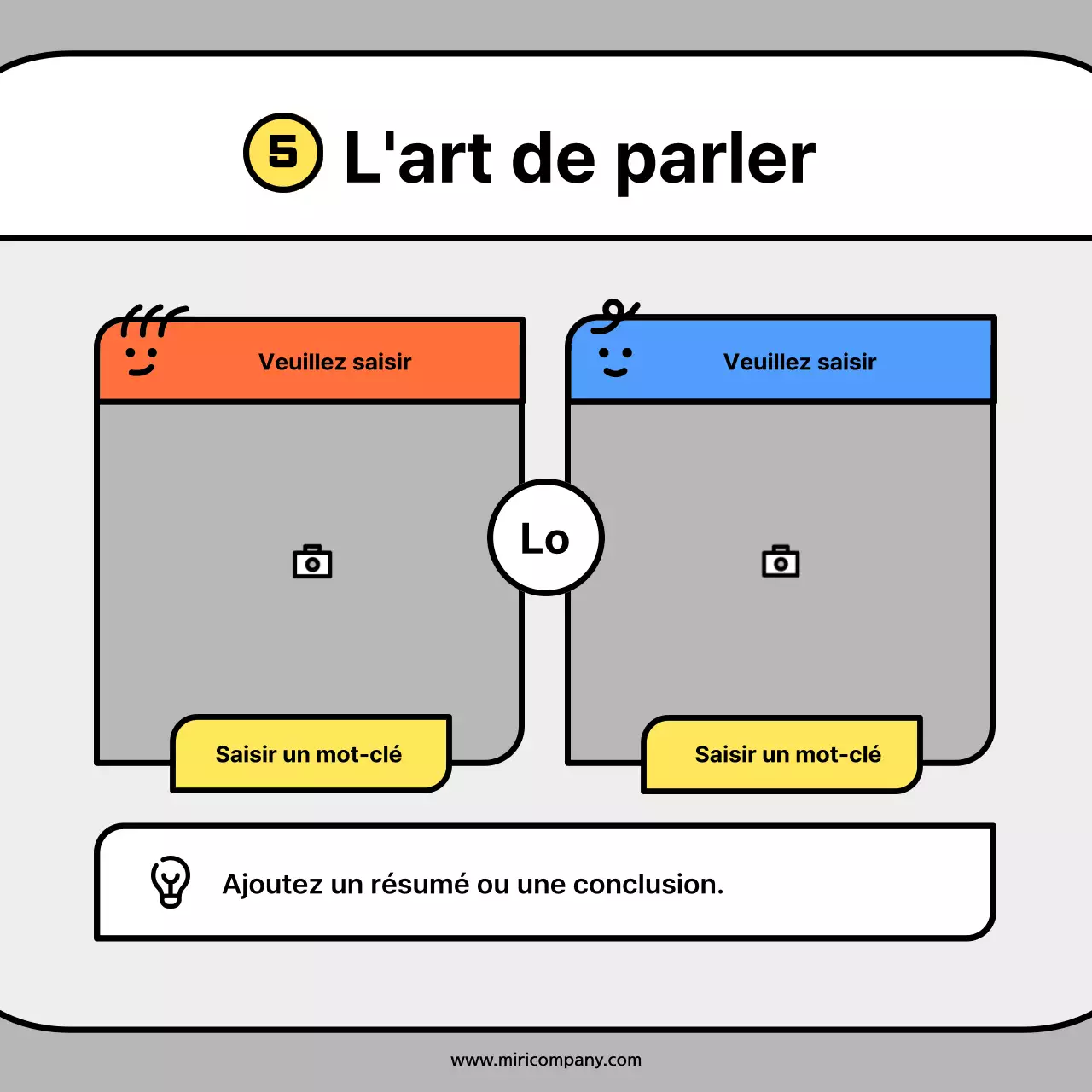 Cartes conceptuelles de personnages mignons en orange et bleuNews Kit