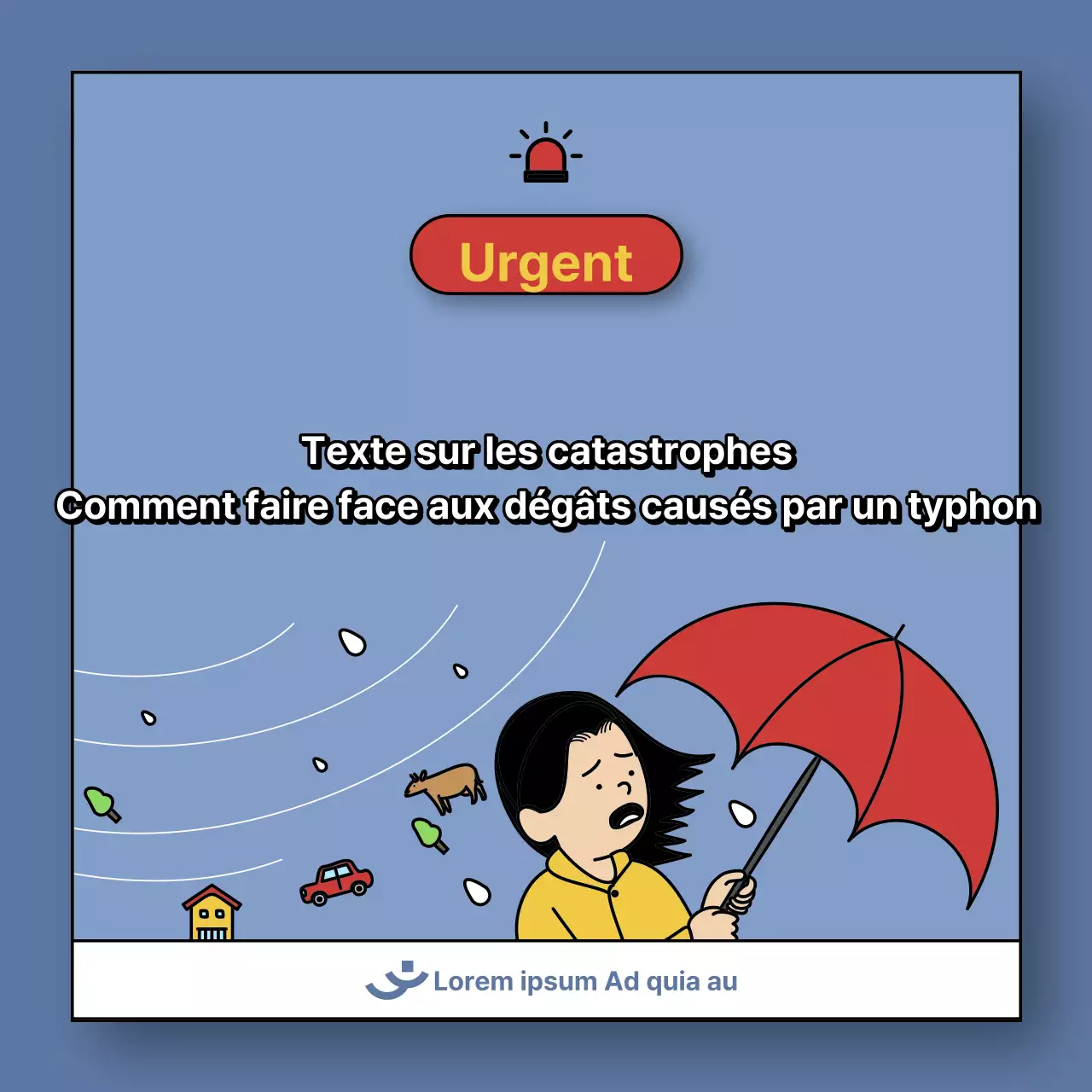 Un post sur la façon de traiter les dommages causés par les typhons en bleu et jaune