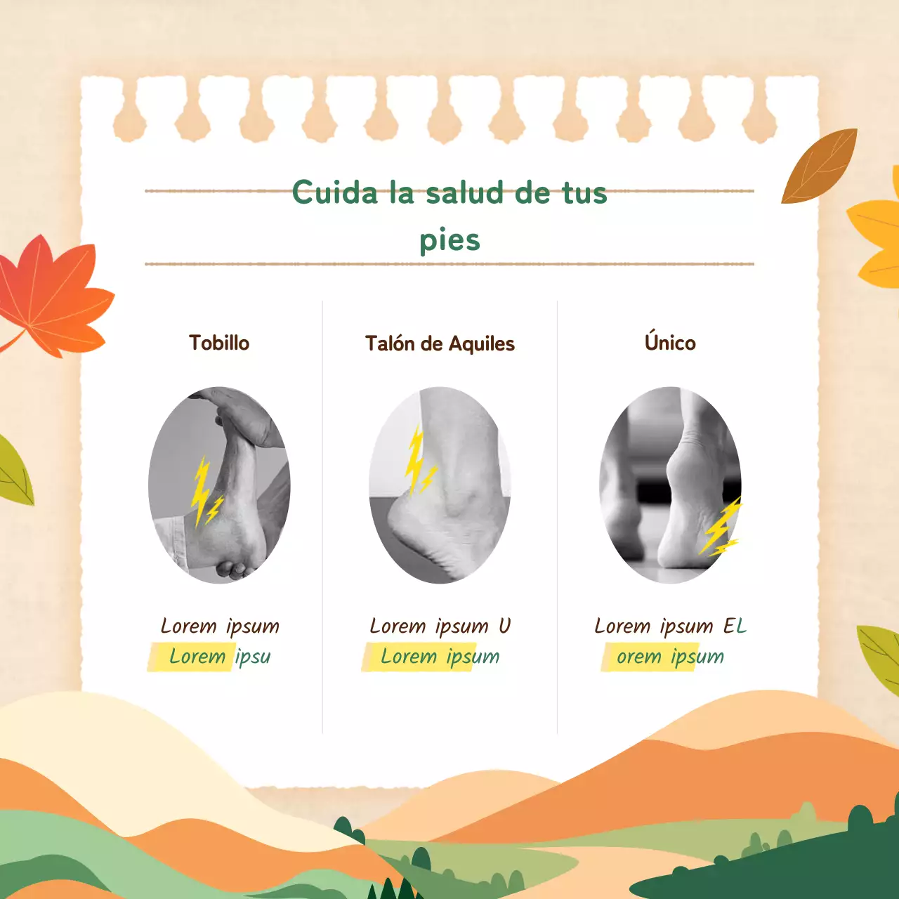 Precauciones de senderismo modernas y básicas para el otoño en naranja y beige