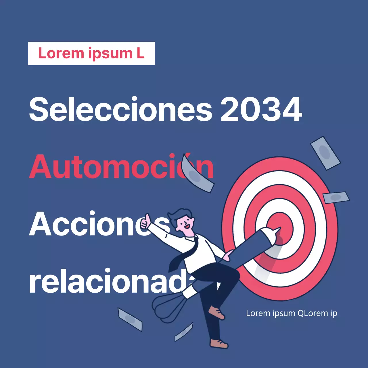 Un sencillo post de selección de acciones en rojo y azul marino