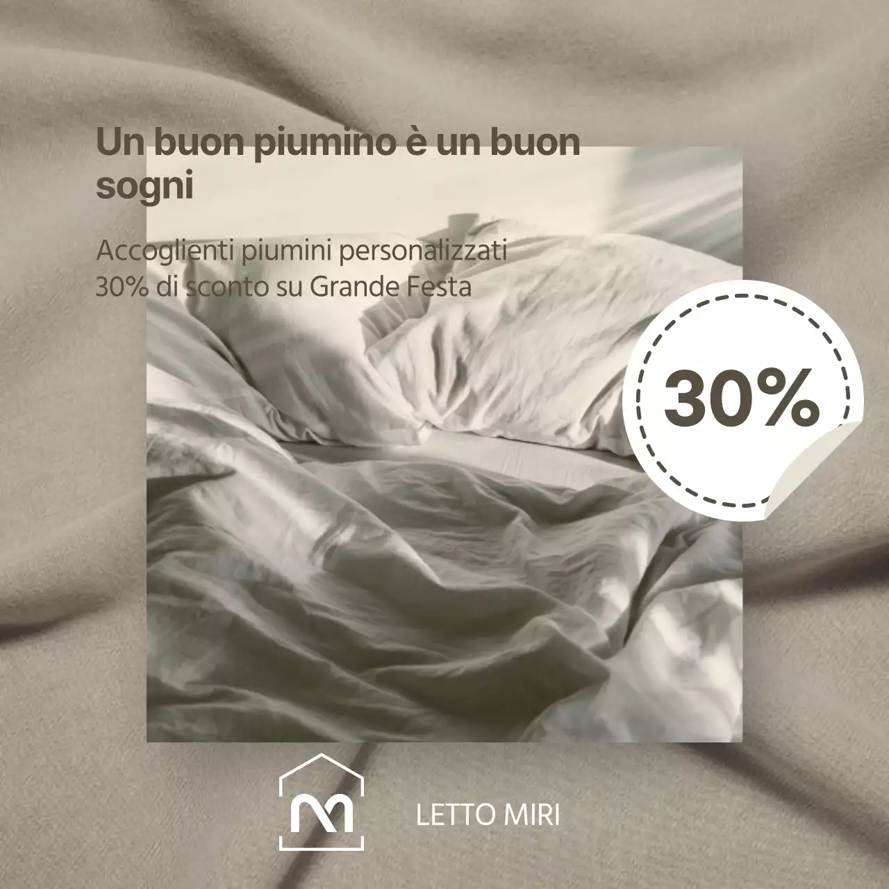 Promuovete una vendita di biancheria da letto moderna in beige
