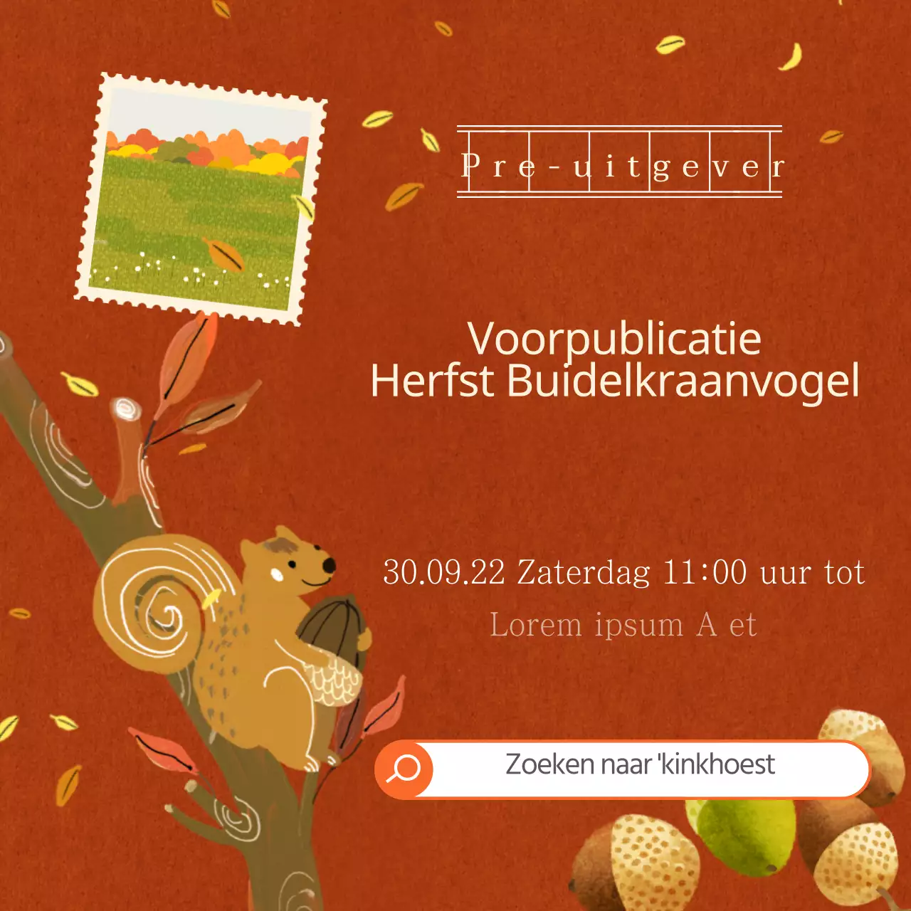 Herfst kraanvogels in bruine aquarel illustraties