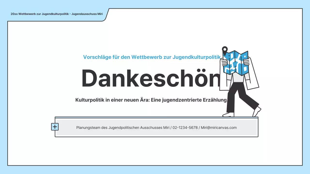 Ein politischer Vorschlag mit einer sauberen Illustration in Hellblau und einer Indexpunktform.