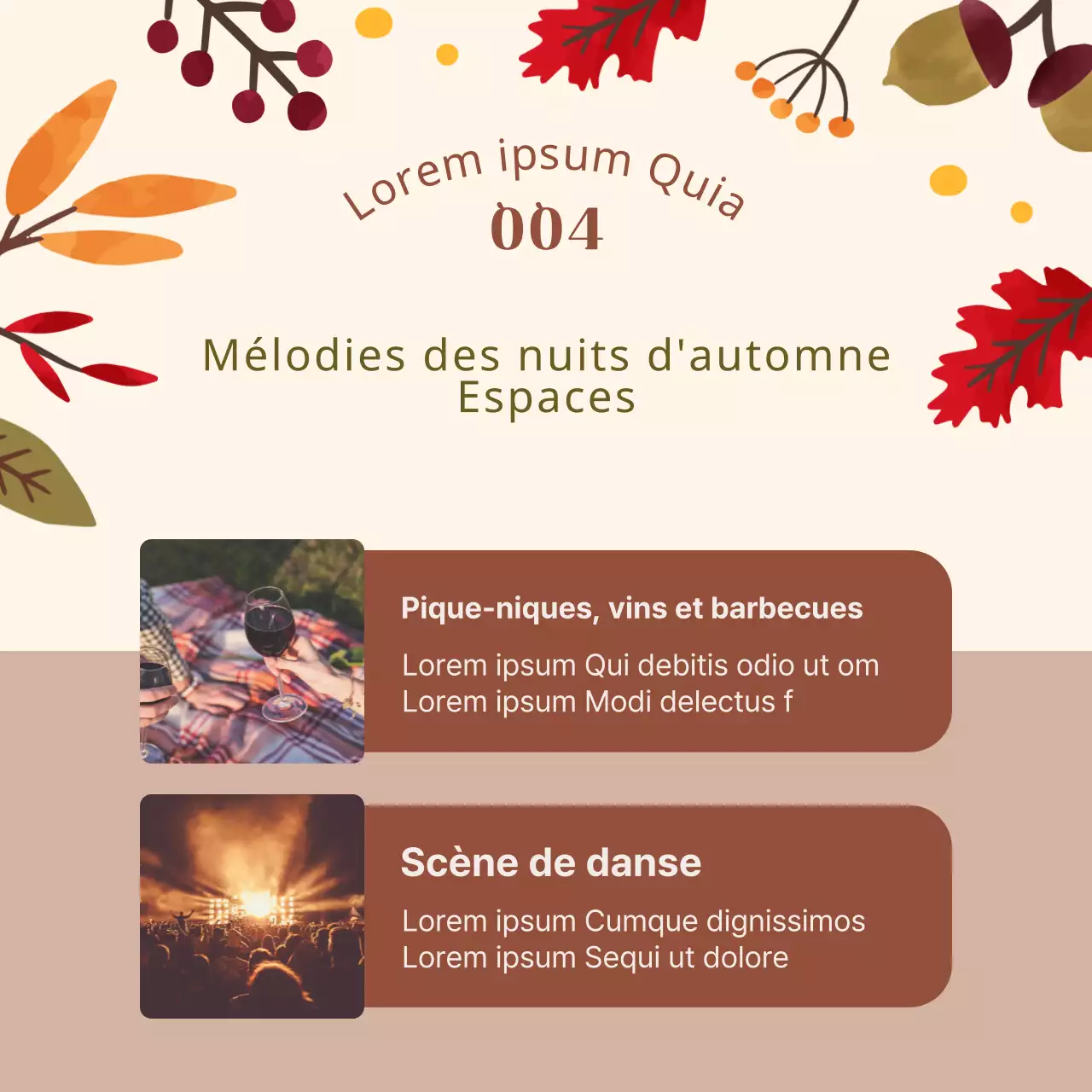 Illustration beige et automnale d'un festival de musique