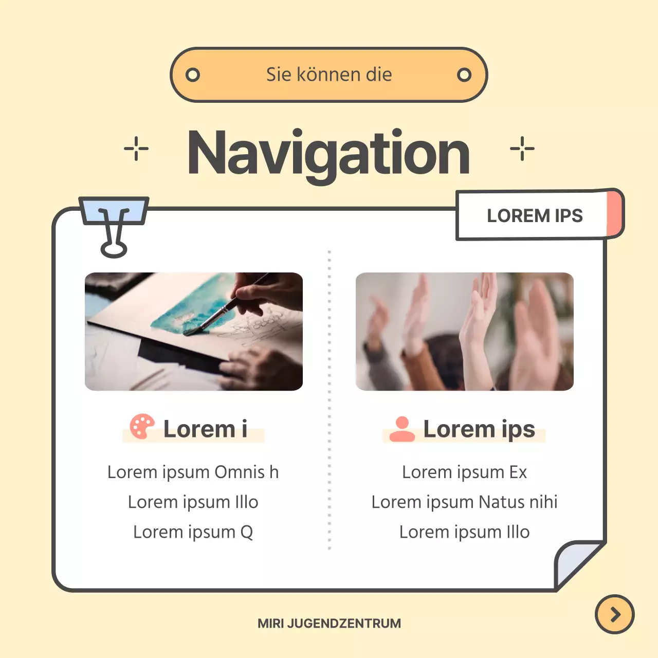 Werbung für ein hübsches gelbes und chartreusefarbenes Berufsberatungszentrum