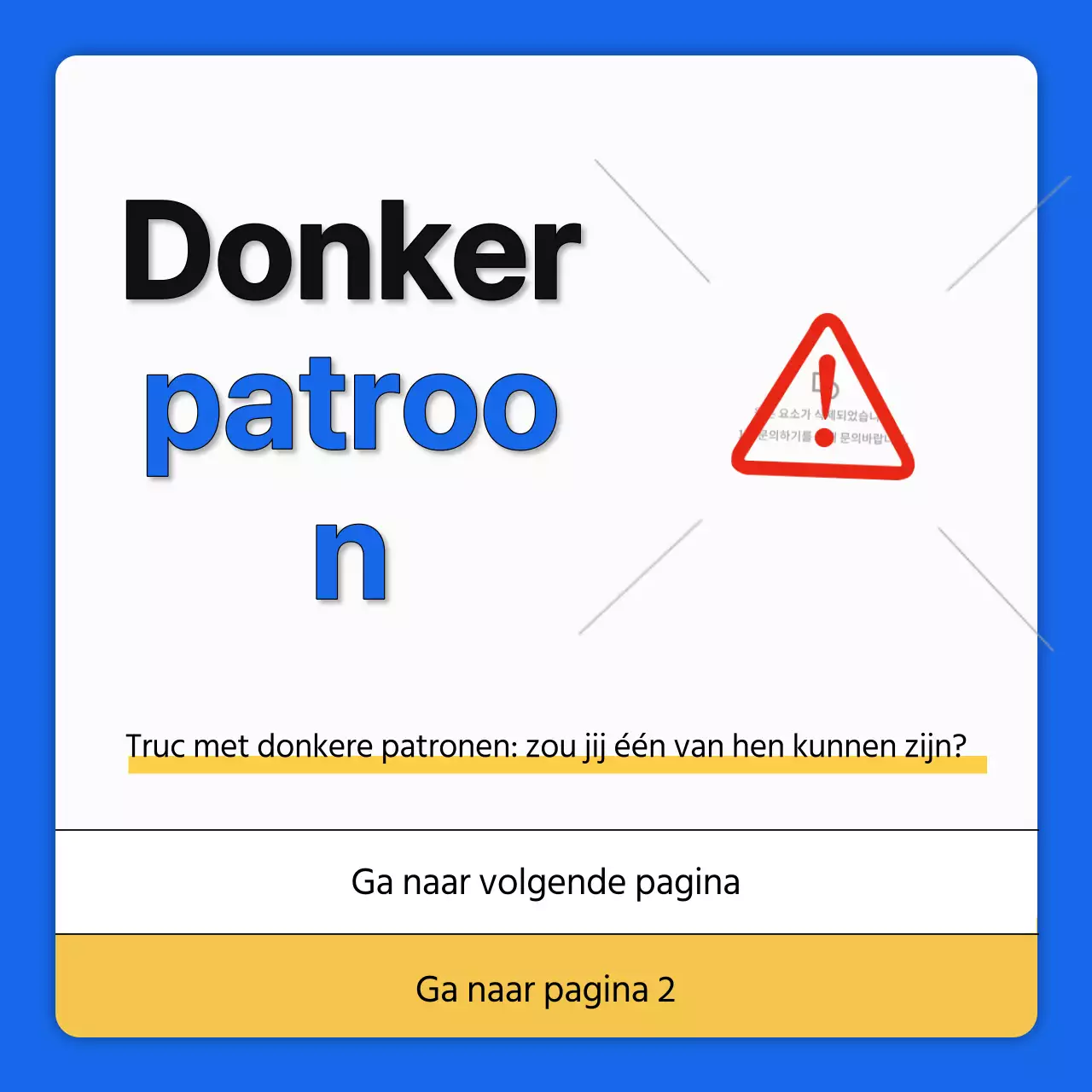 De informatie uitleggen voor een eenvoudig donker patroon van blauw en geel