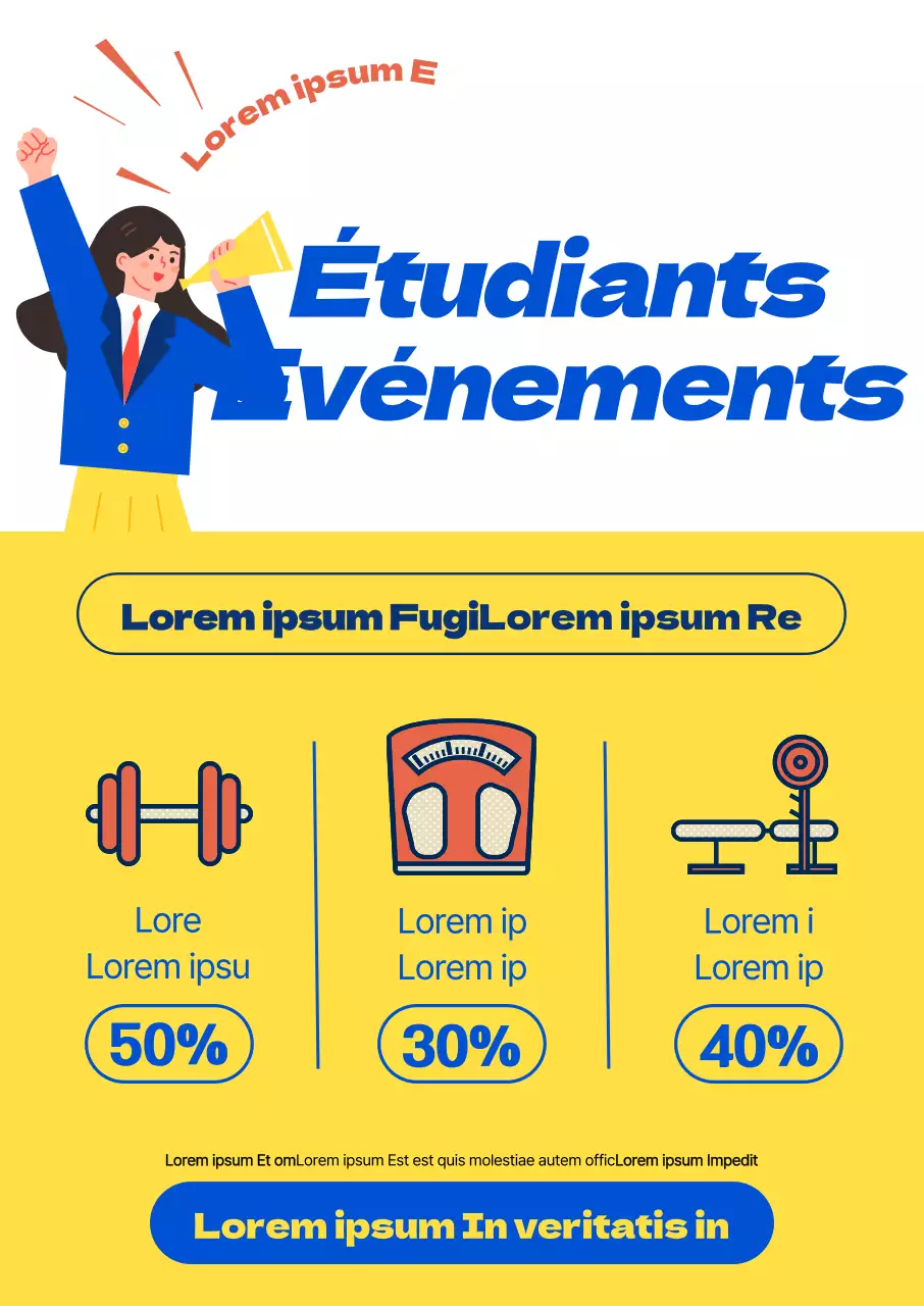 Un rabais pour les candidats au SATs, avec des illustrations de lycéens, une police de caractères audacieuse et des icônes liées à l'exercice physique.