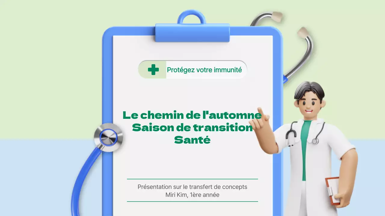 Introduction au concept de soins de santé saisonniers avec des illustrations en 3D en chartreuse et bleu clair.