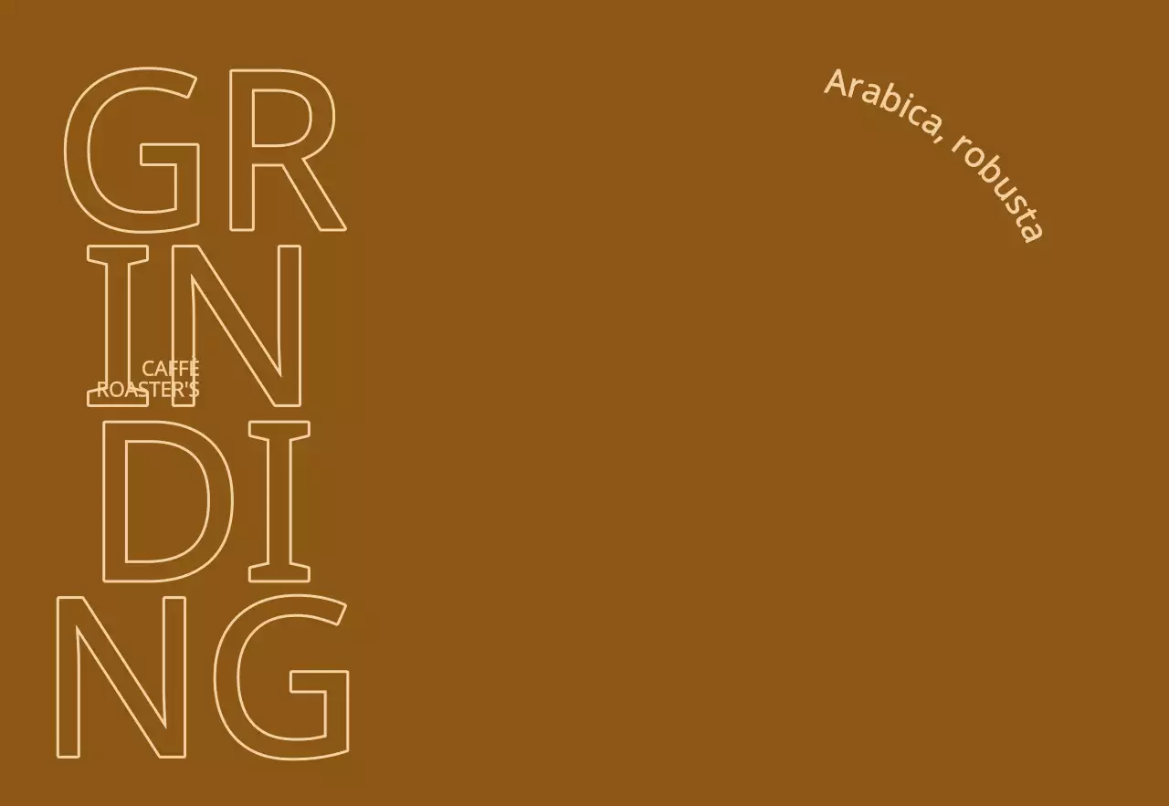 Promozione di un caffè con un concetto semplice e raffinato in un testo marrone e beige.