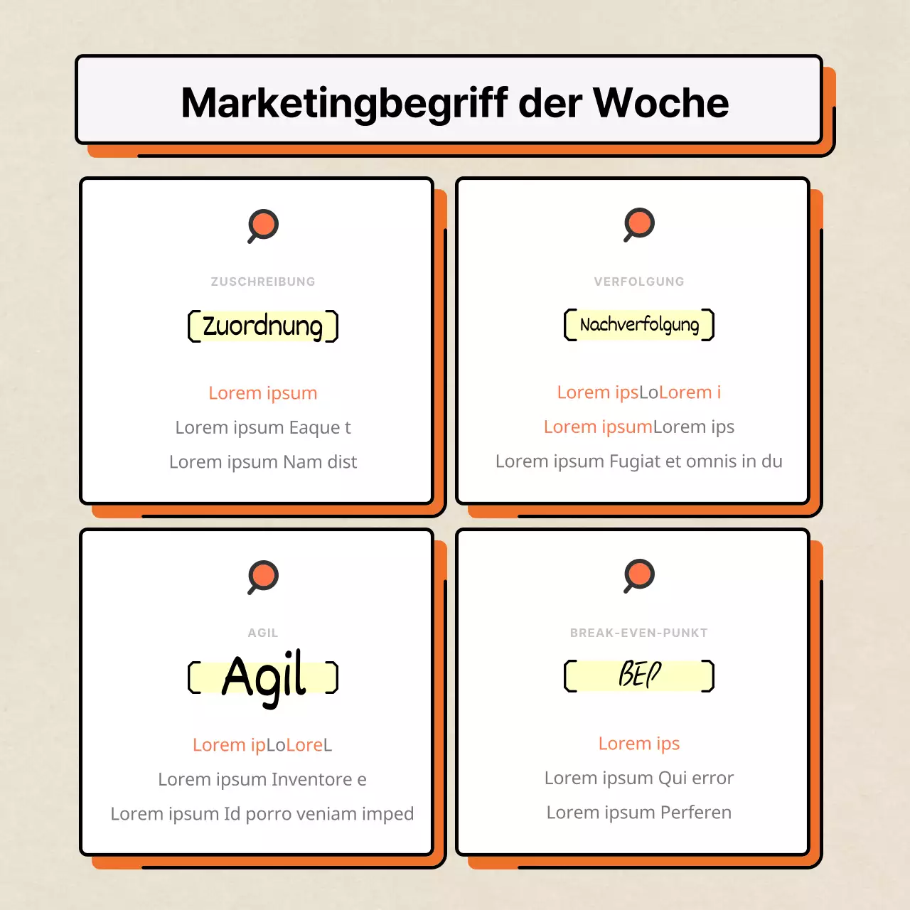 Orange und weiß, modern und sauber, Hervorhebung von Marketinginformationen