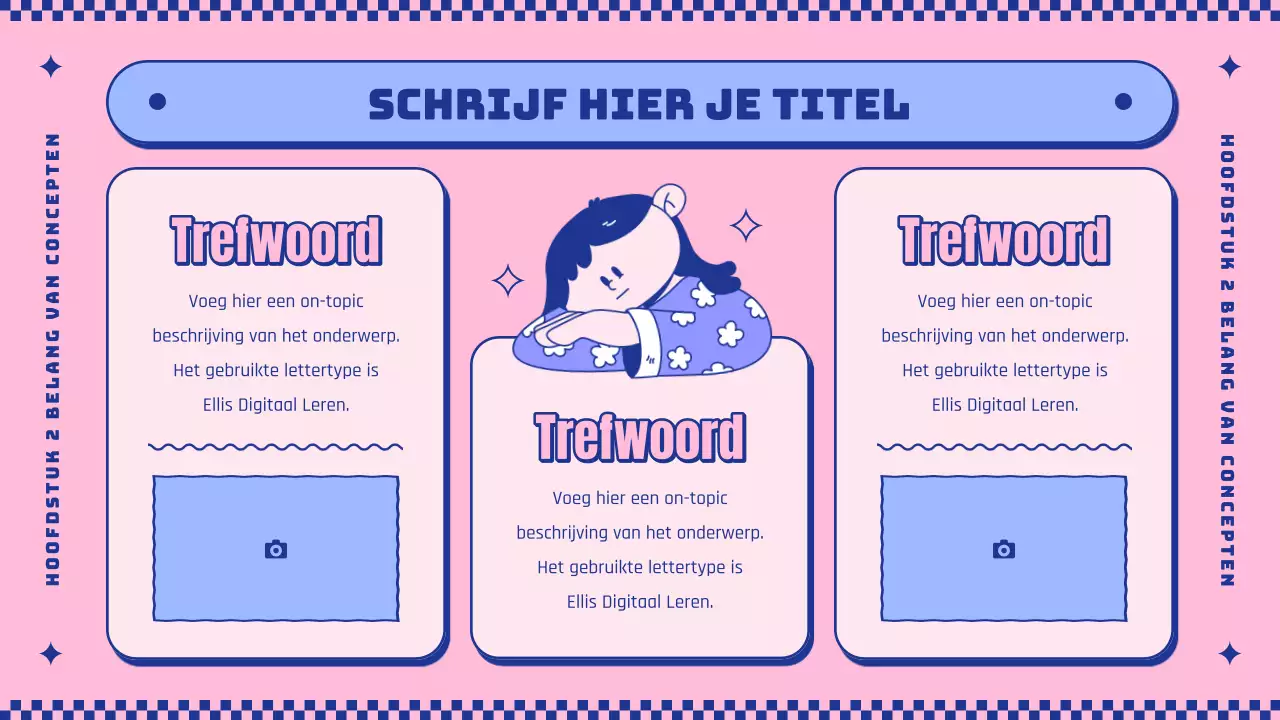 Introduceer het concept van schattige roze en paarse figuurtjes