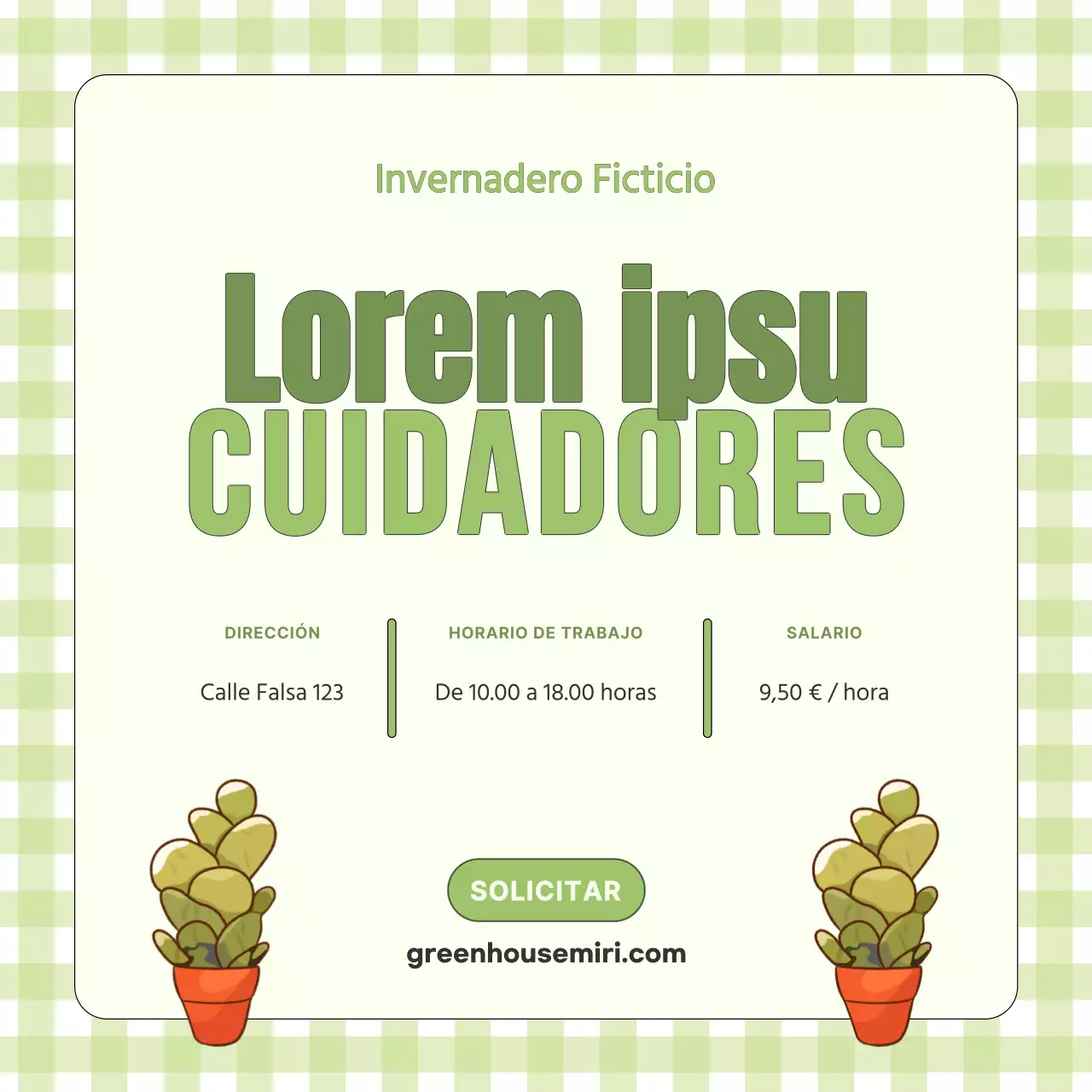 Verde lima Fresco y bonito volante brillante de contratación de personal de jardinería V1