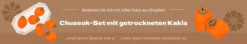 Ein hübsches Chuseok-Geschenkset mit getrockneten Kakis als Vorbestellung mit einer Aquarellillustration von getrockneten Kakis auf braunem Hintergrund