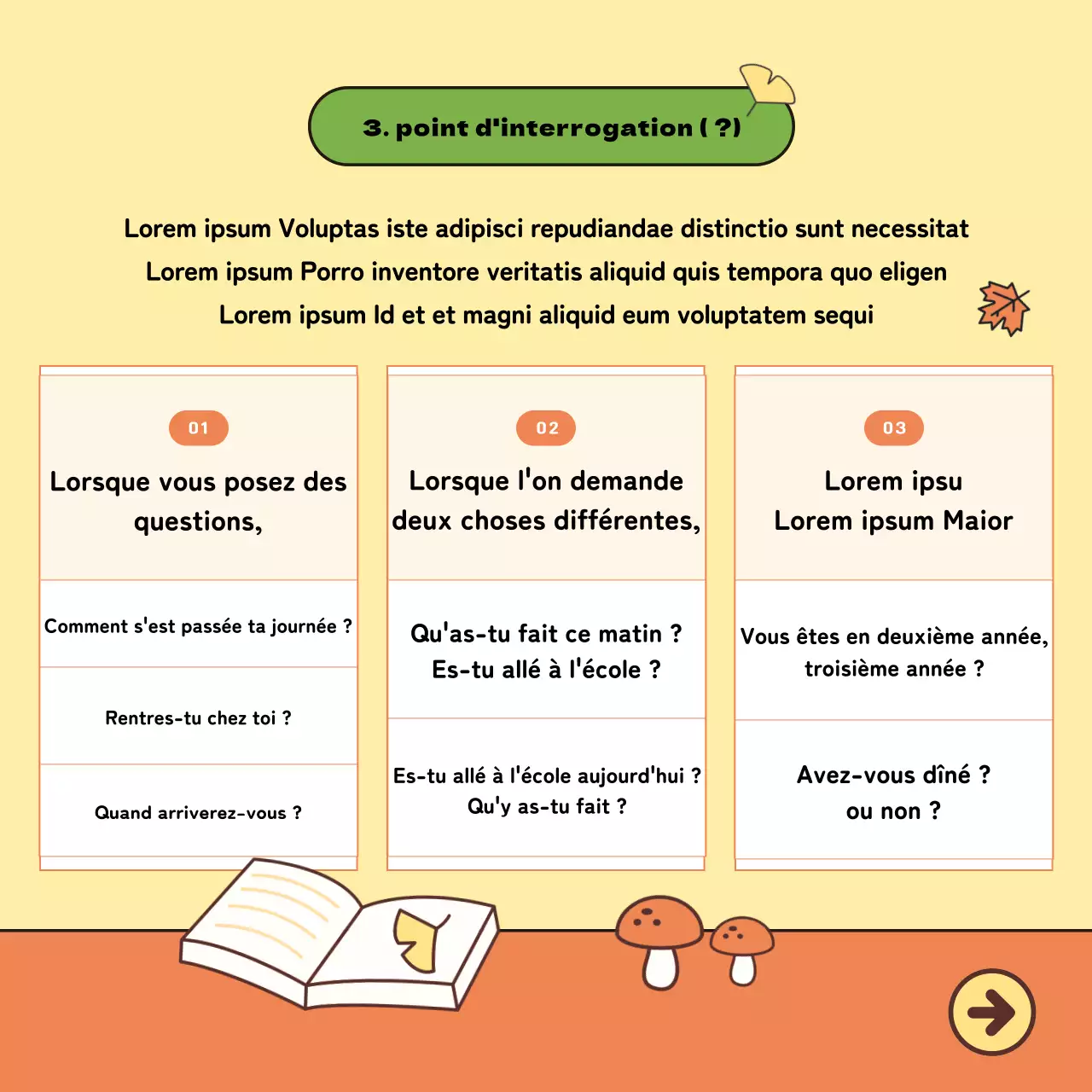 Matériel d'enseignement de la langue coréenne avec de jolies illustrations en jaune et orange