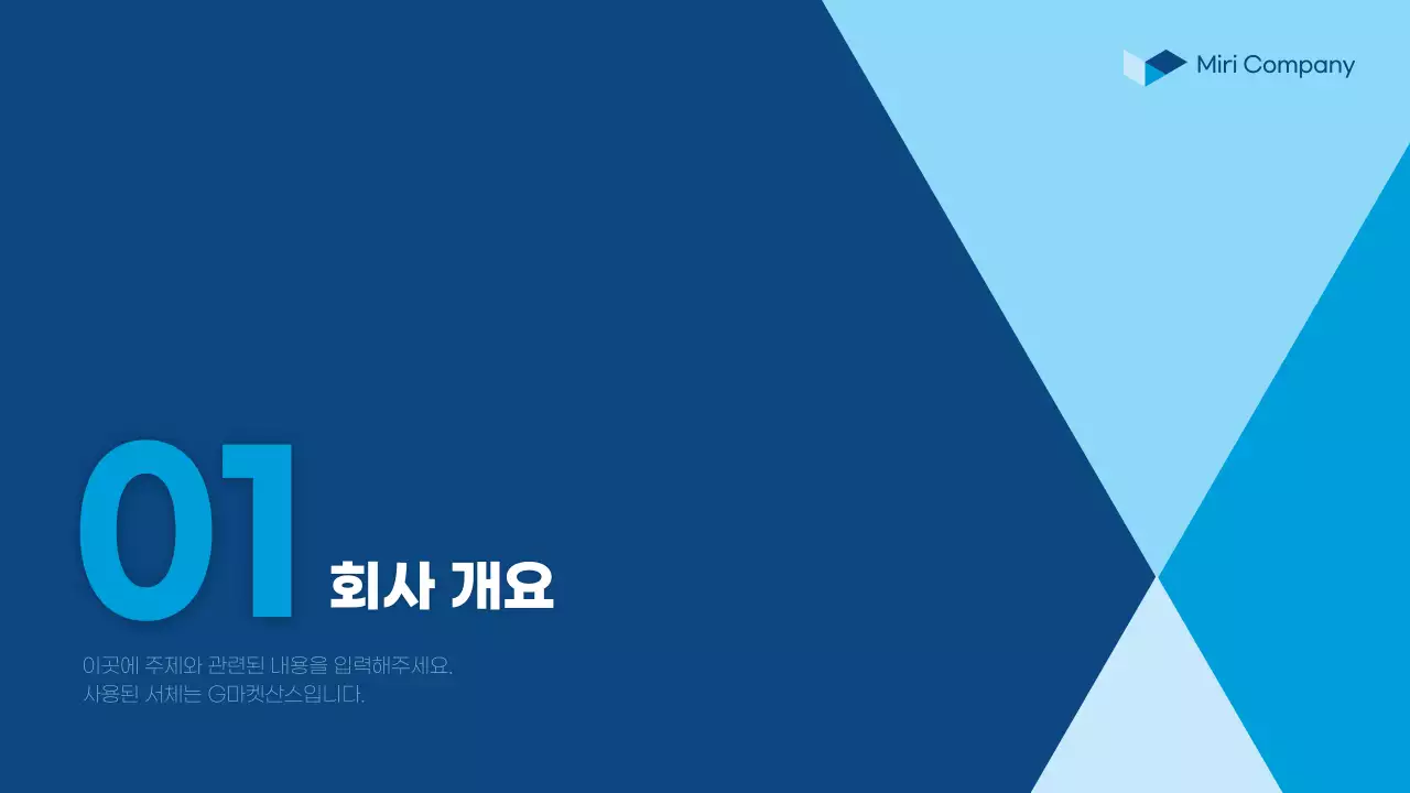 남색과 하늘색의 심플한 비즈니스 회사소개서