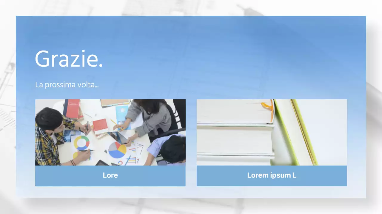 Orientamento del corso utilizzando una foto con un gradiente azzurro e bianco