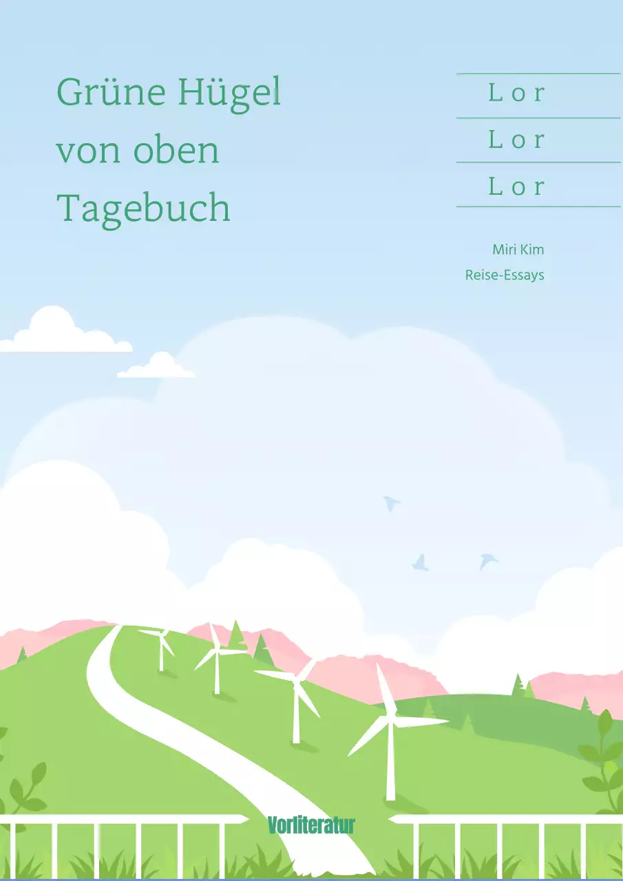 Buchumschlag eines Reiseaufsatzes mit einem einfachen Feldkonzept in Grün
