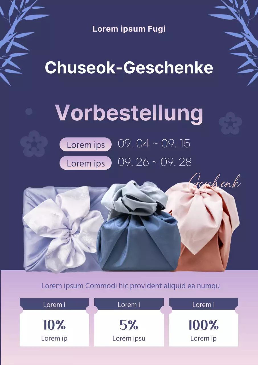 Chuseok-Geschenkvorbestellungsaktion mit violetten Farbverläufen
