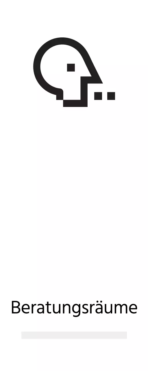 Einfache Beschilderung mit digital wirkenden Symbolen und Platzhaltertext