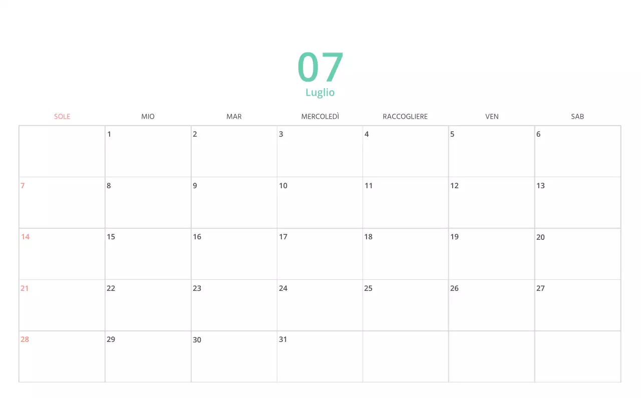 Simpatico calendario da tavolo illustrato verde a tema famiglia