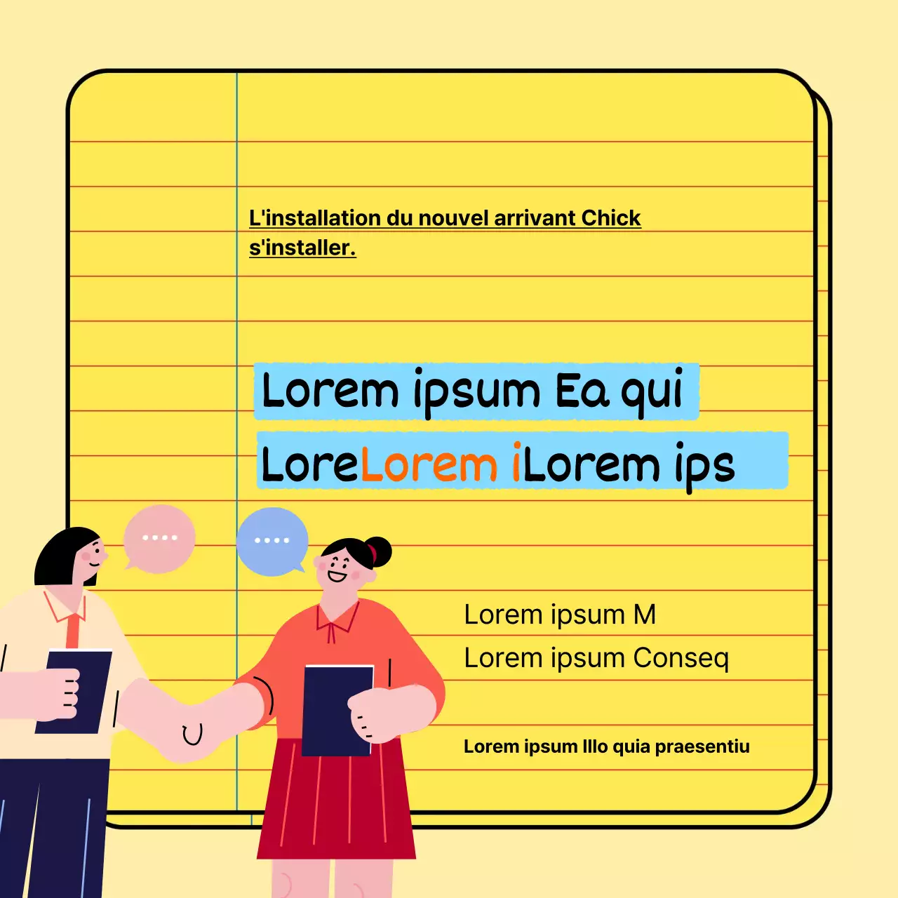 Conseils de base et branchés sur la vie de l'entreprise pour les nouveaux embauchés, en jaune et bleu clair Matériel de formation