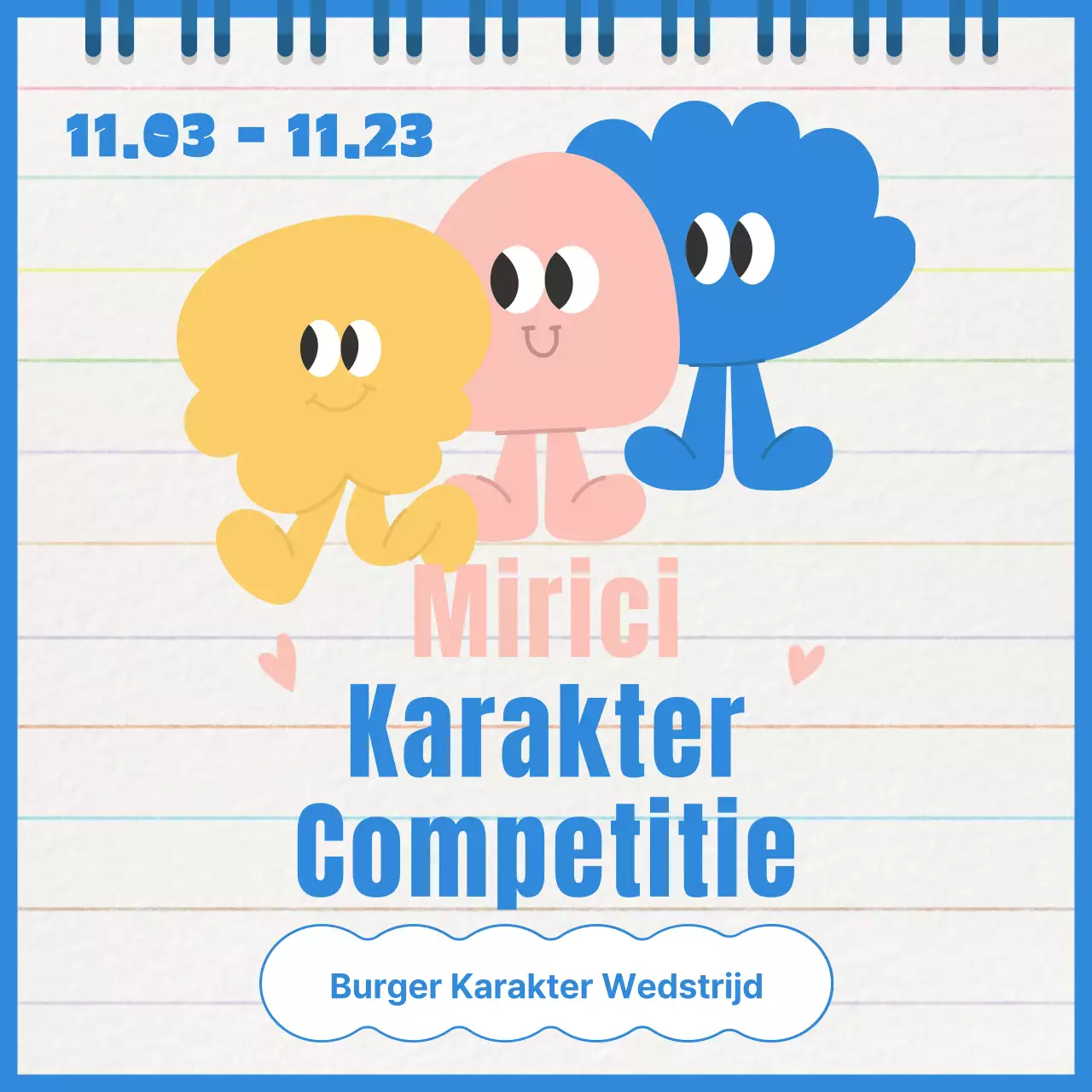 Bevorder een geel en blauw minimalistisch karakter wedstrijd