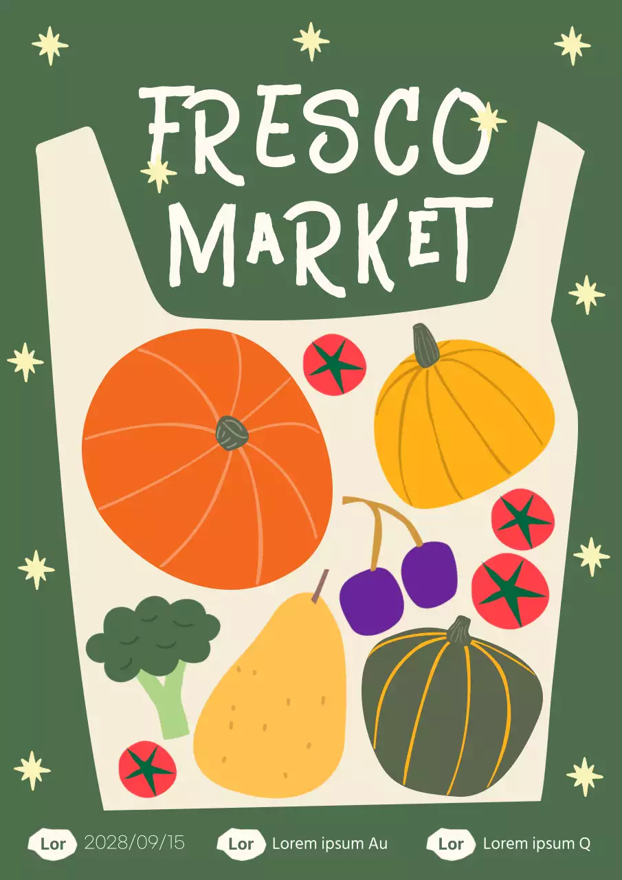 Illustrazione di un carrello della spesa con sfondo verde per promuovere i prodotti agricoli