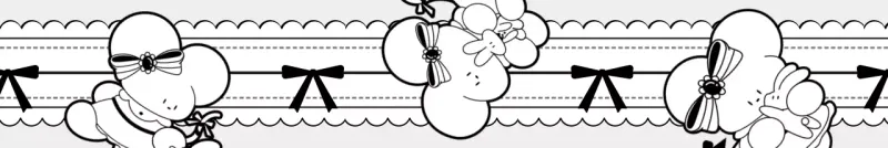 Dekorationsartikel mit Schwarz-Weiß-Illustrationen von niedlichen Mäusefiguren