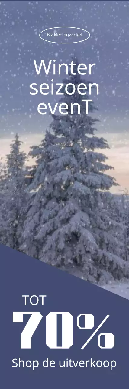 Spandoek voor winteruitverkoop met winterse achtergrond