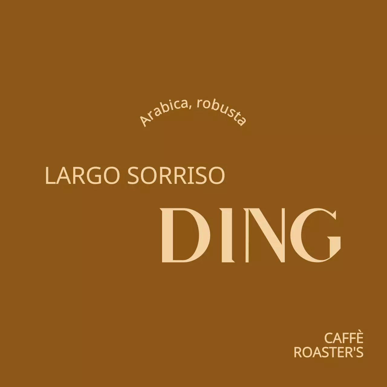 Promozione di un caffè di concezione semplice e raffinata con testo nero e beige.