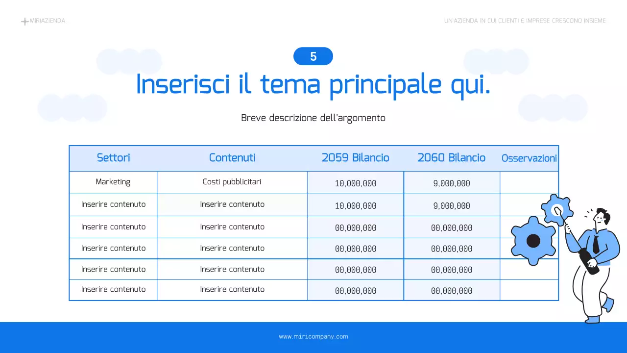 Un semplice business plan in azzurro e blu