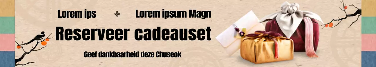 Chuseok geschenkset evenement met traditionele oosterse kunst illustraties en furoshiki geschenkset afbeeldingen