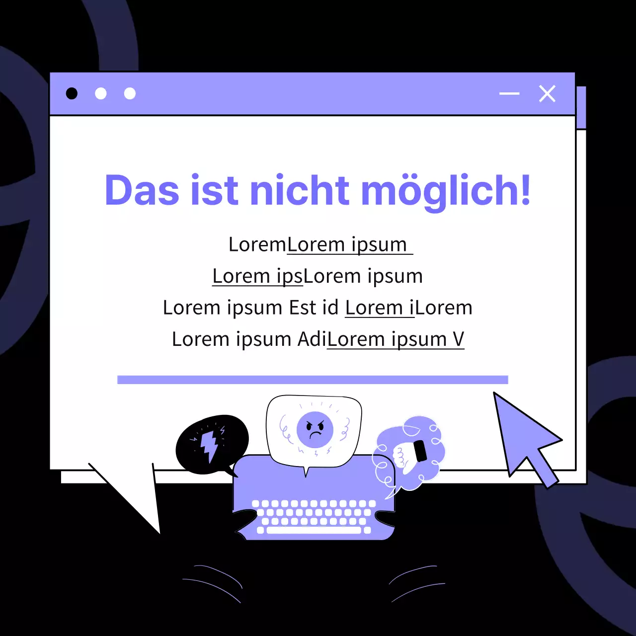 Ein lila-schwarzer, Pop-Art-inspirierter Work-Hack-Post